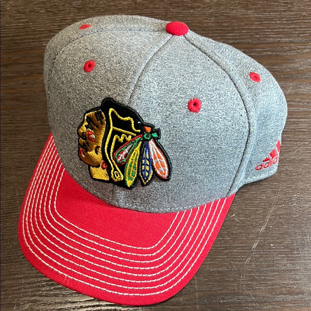 Adidas Gray and Red Cap with Embroidered Design